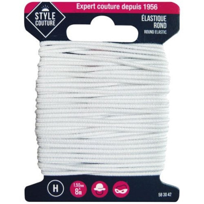 ELASTIQUE ROND BLANC 8M