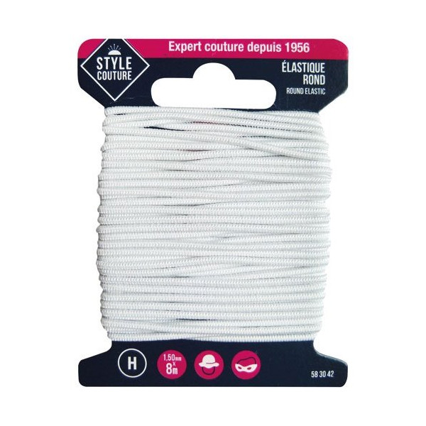 STYLE COUTURE - Elastique rond blanc 8m