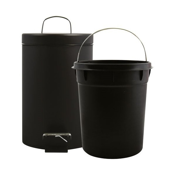 MSV - Poubelle noire 3l pédale et seau amovible