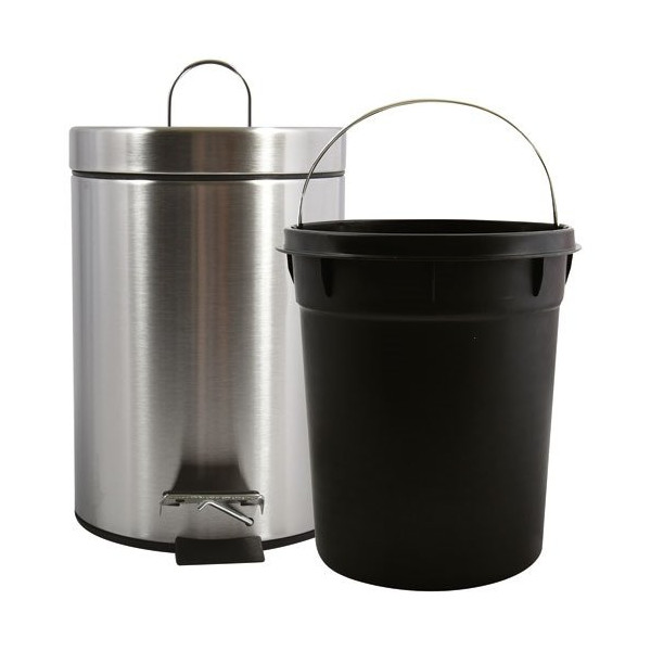 MSV - Poubelle grise 3l finition satinée avec seau amovible