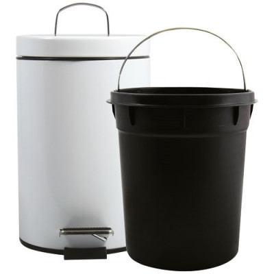 Poubelle métal blanc 3L