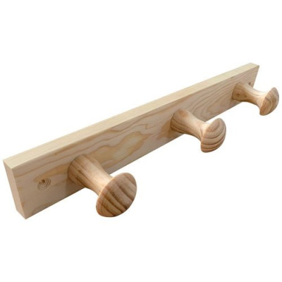 PORTE-MANTEAU BOIS DE PIN 3 TETES (Vendu par 1)