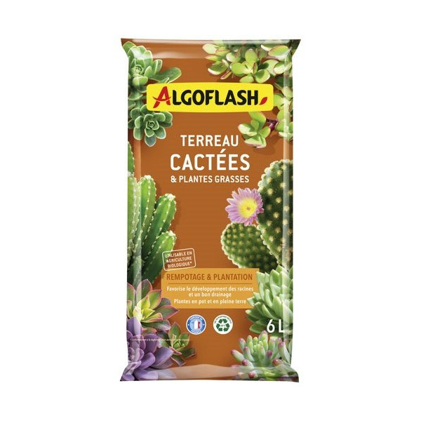 ALGOFLASH. - Terreau cactées et plantes grasses 6l