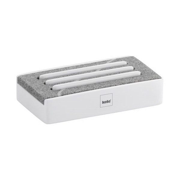 KELA - Porte-savon Blanc Mat & Aspect Pierre - Cube