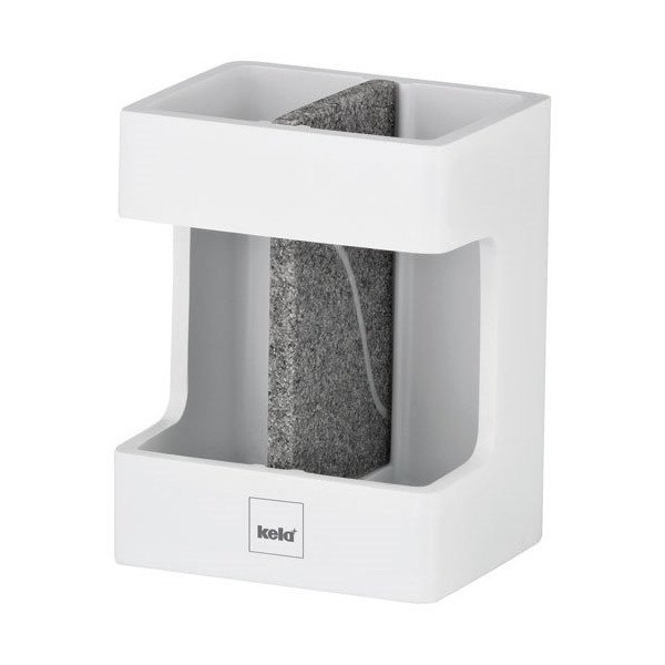 KELA - Porte-brosse à dents Blanc Mat & Aspect Pierre - Cube