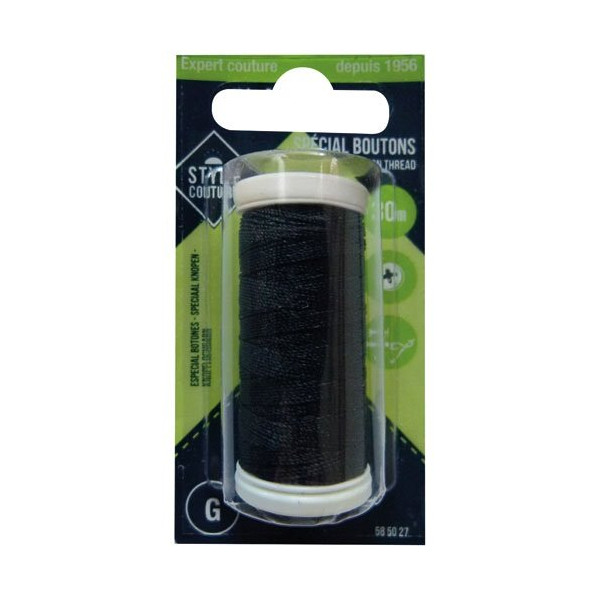 STYLE COUTURE - Fil polyester noir 30m spécial boutons