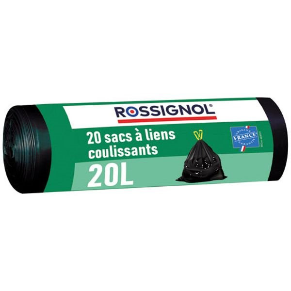 ROSSIGNOL - Bagy rouleau de 20 sacs poubelle 20L noir lien coulissant