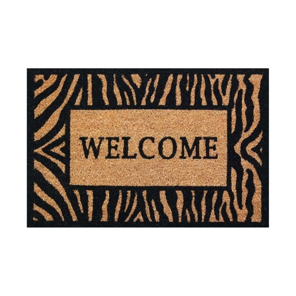 IDMAT - Tapis coco naturel 40x60 cm épaisseur 15 mm welcome zèbre