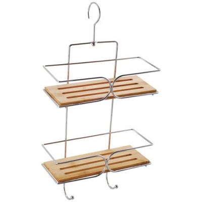 SERVITEUR DOUCHE CHROME ET BAMBOU (Vendu par 1)