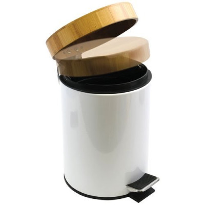 POUBELLE AZA 3L BLANCHE AV COUV.BAMBOU (Vendu par 1)