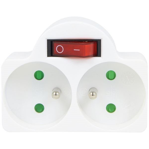 PROFILE  - Fiche biplitte 2x16a +interrupteur blister