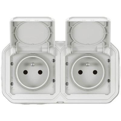PLEXO 2 PRISES 2PT T HORIZONTAL BLANC