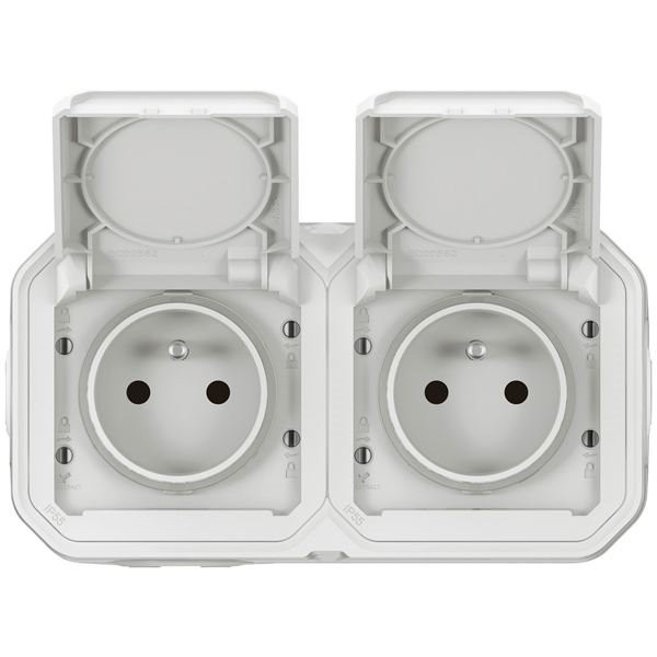 LEGRAND - Plexo double prise 2p+t horizontal blanc complet