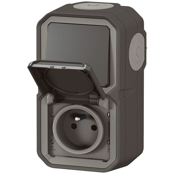 LEGRAND - Plexo interrupteur et prise 2p+t vertical anthracite