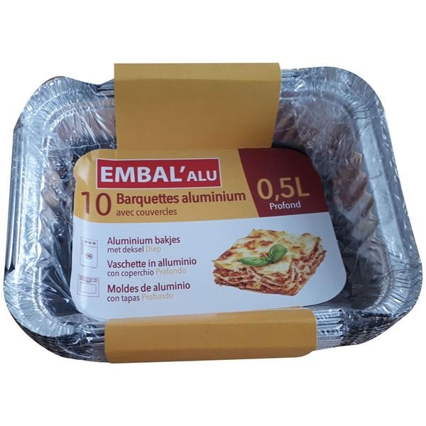 EMBAL'ALU - Barquette alu profonde 0.5l x10