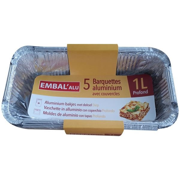 EMBAL'ALU - Barquette alu profonde 1l x5