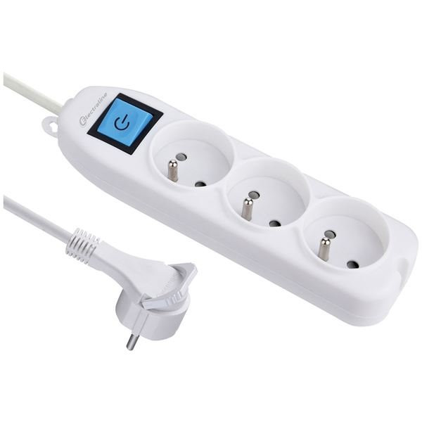 ELECTRALINE - Bloc 3x2P fiche plate + inter 3G1 1.5m blanc