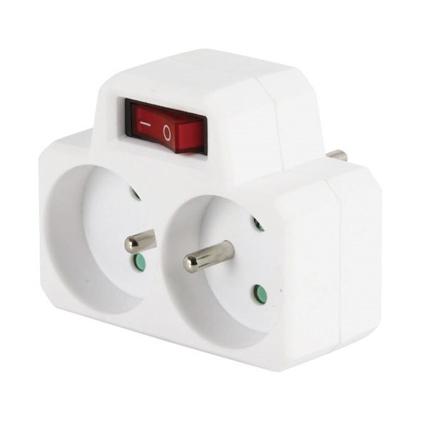 ELECTRALINE - Biplite 2pt 16a blanc avec interrupteur