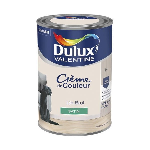 DULUX VALENTINE - Valentine crème de couleur satin 1.25l lin brut