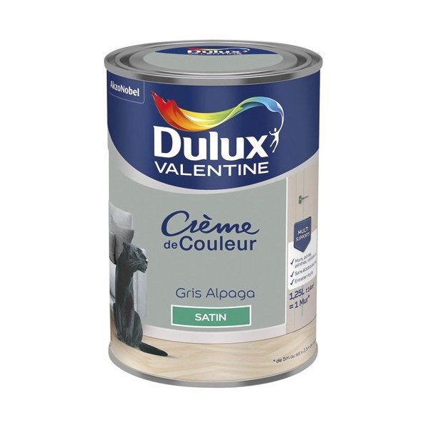 DULUX VALENTINE - Valentine crème de couleur satin 1.25l gris alpaga