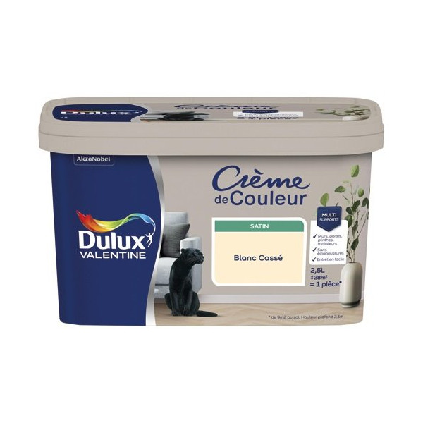 DULUX VALENTINE - Valentine crème de couleur satin 2.5l blanc cassé