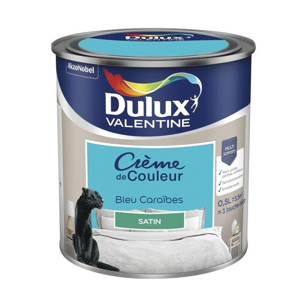 DULUX VALENTINE - Valentine crème de couleur satin 0.5l bleu caraibes