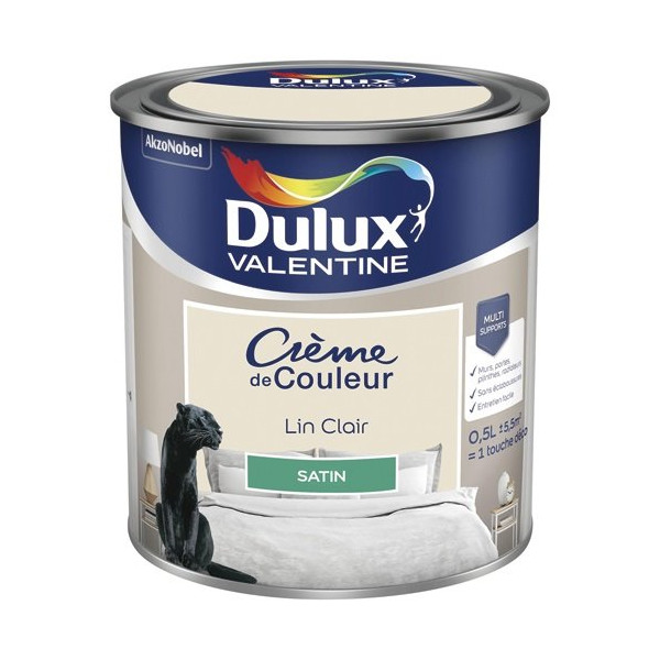 DULUX VALENTINE - Valentine crème de couleur satin 0.5l lin claire