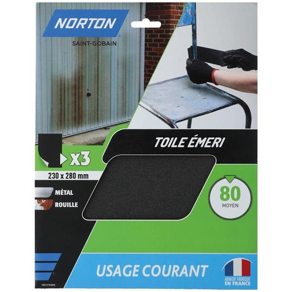 NORTON - Feuilles toile emeri 230x280 grain 80 norton courants