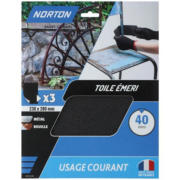 NORTON - Feuilles toile emeri 230x280 grain 40 norton courants
