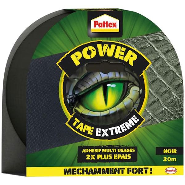 PATTEX - PATTEX CROCODILE POWER - Tape Extreme Noir 20m - 50mm