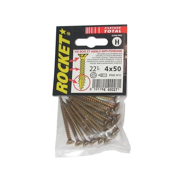 VYNEX - vis rocket minivybac pozidriv tête fraisée 5x70mm x10