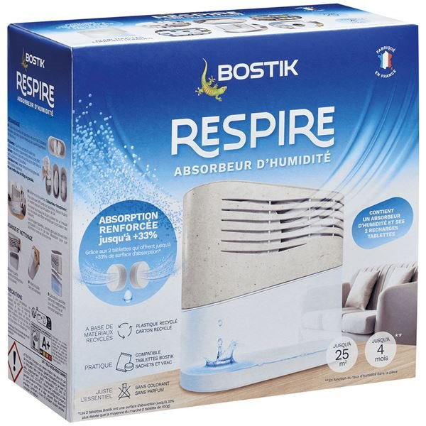 RESPIRE - Absorbeur humidité respire 25m² + 2 recharges