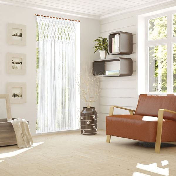 MOREL - Rideau de porte Cocoon en macramé 90x200cm blanc