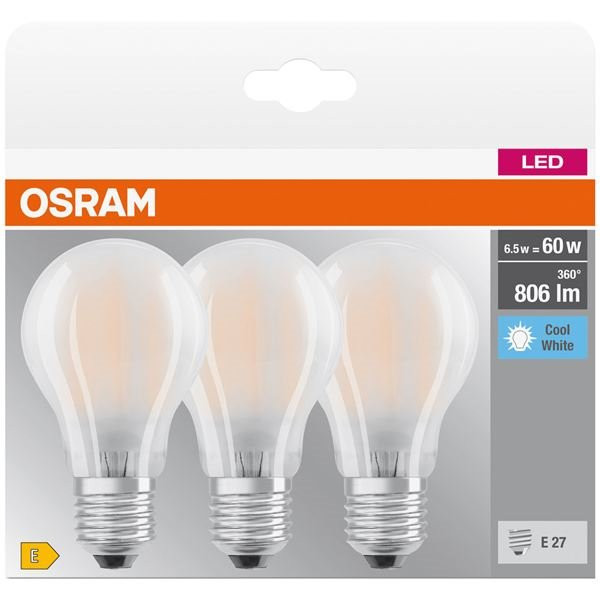 OSRAM - Led standard clair e27 6.5w 806 lm 4000k blanc froid x3