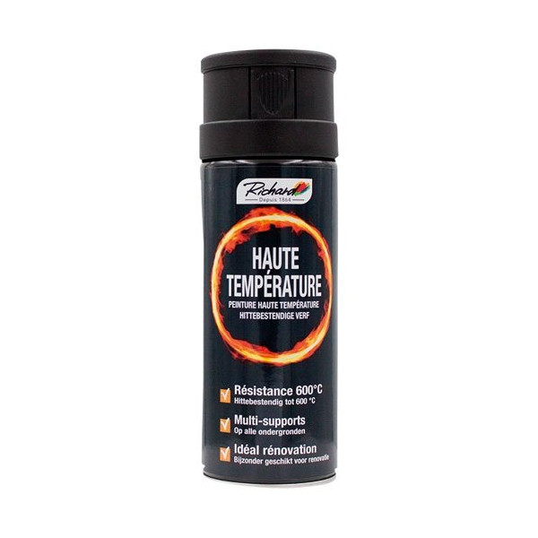 RICHARD COLORANTS - Aérosol 400ml resistante haute température 600°c noir