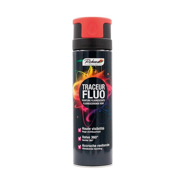 RICHARD COLORANTS - Aérosol 500ml traceur acrylique fluo orange multi-supports