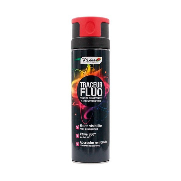 RICHARD COLORANTS - Aérosol 500ml traceur acrylique fluo rouge multi supports