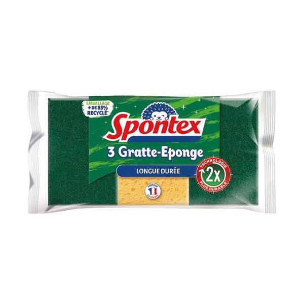 SPONTEX - Eponge grattante longue duree x3