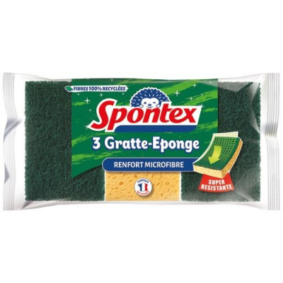 Gratte eponge avec renfort microfibre très absorbant x3