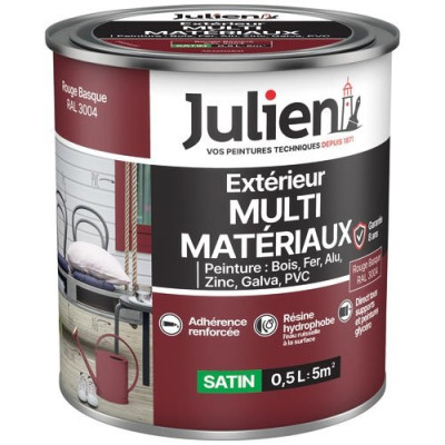 Peinture Julien multi matériaux rouge basque 0.5l