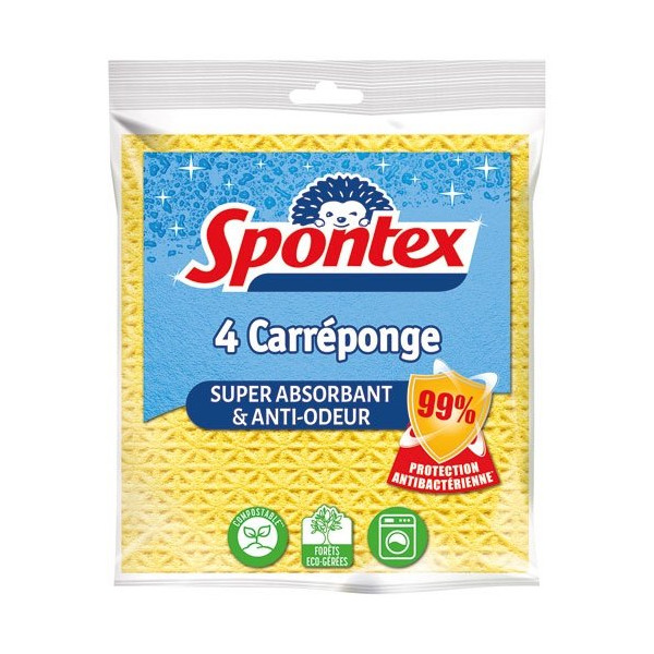 SPONTEX - Carre-eponge anti bacteries les 4