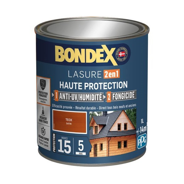 BONDEX - Bondex lasure 2en1 ind 15 5 ans 1l teck