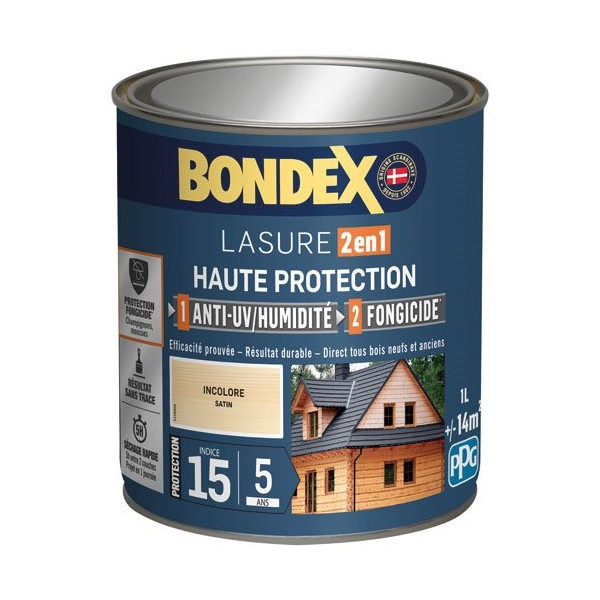 BONDEX - Bondex lasure 2en1 ind 15 5 ans 1l incolore