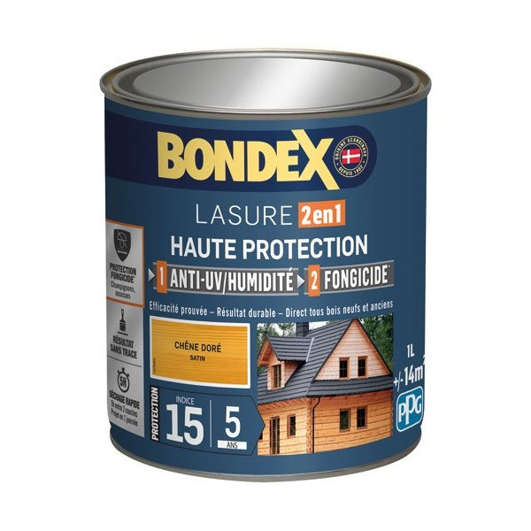 BONDEX - Bondex lasure 2en1 ind 15 5ans 1l chêne doré