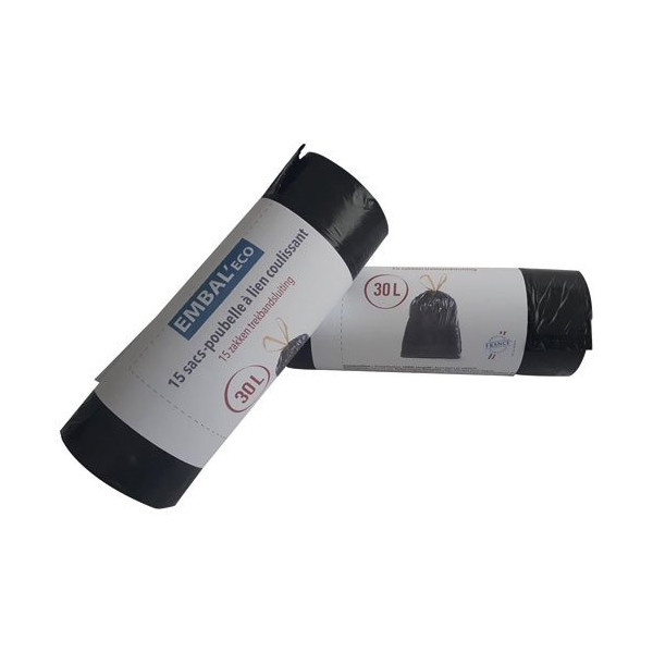EMBAL ECO - Sac poubelle Embal'eco lien coulissant 30L x 15 sacs