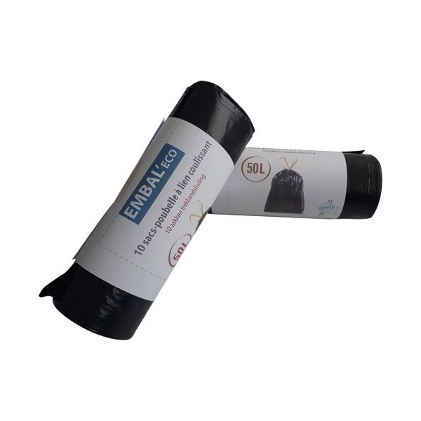 EMBAL ECO - Sac poubelle Embal'eco lien coulissant 50L x 10 sacs