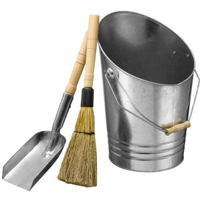 Seau+pelle+balayette acier galvanisé avec poignées bois