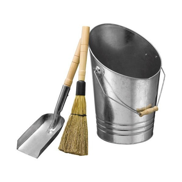 STARFEU - Seau+pelle+balayette acier galvanisé avec poignées bois