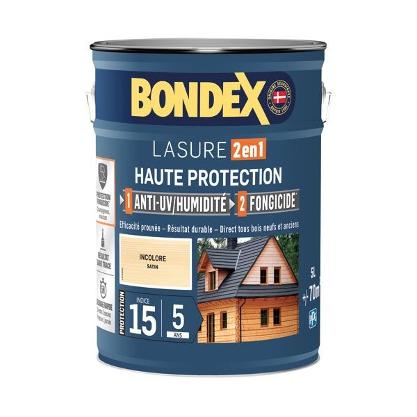 BONDEX - Bondex lasure 2en1 ind 15 5 ans 5l incolore