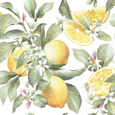 Lot 20 serviettes en papier 33 x 33 cm - Citrons